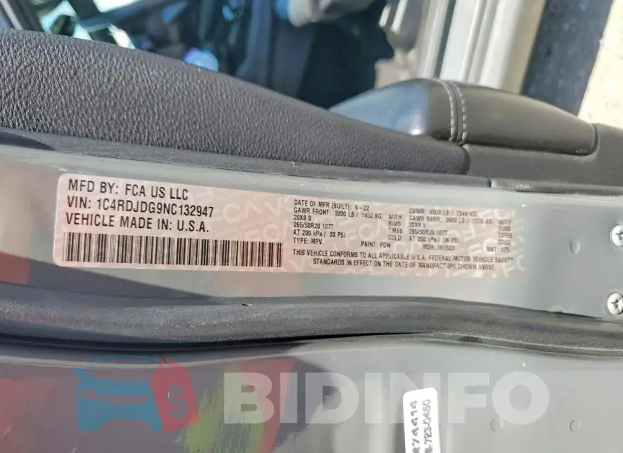 1C4RDJDG9NC132947 Photo# 13