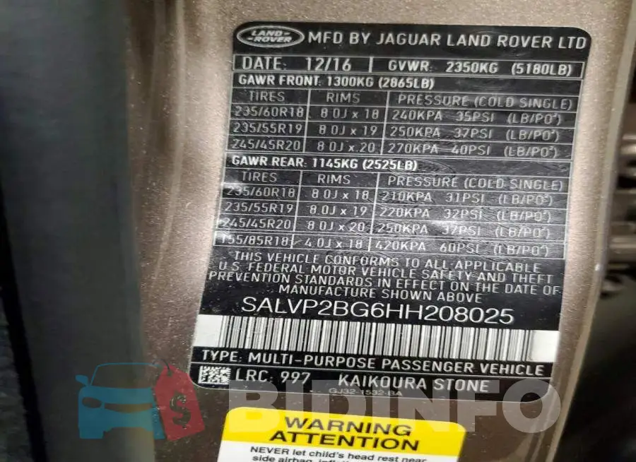 SALVP2BG6HH208025 Photo# 14
