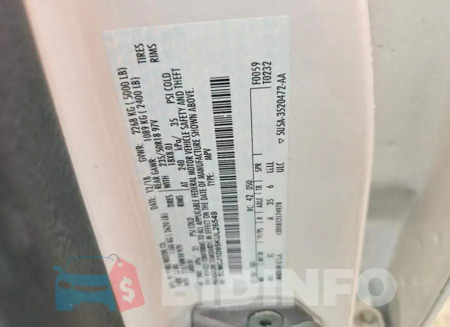 5LMCJ1D95KUL26549 Photo# 13