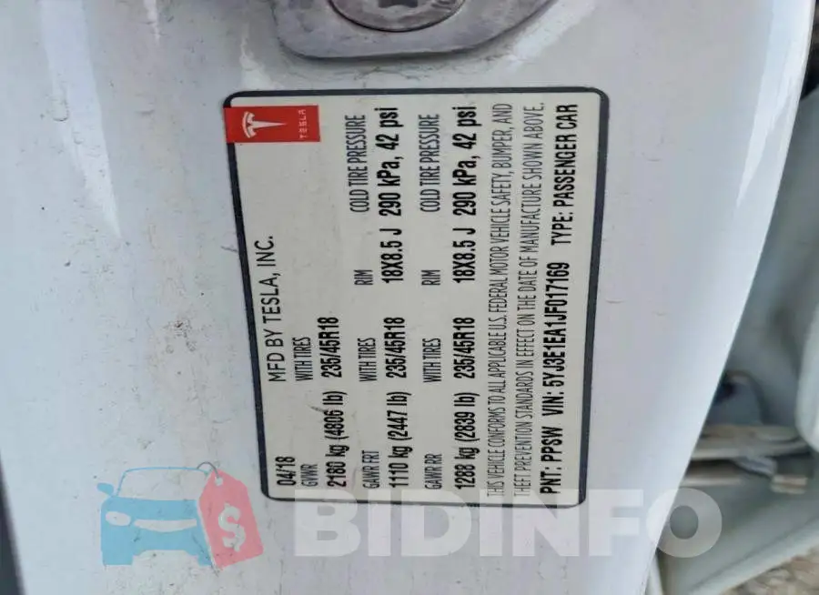 5YJ3E1EA1JF017169 Photo# 12