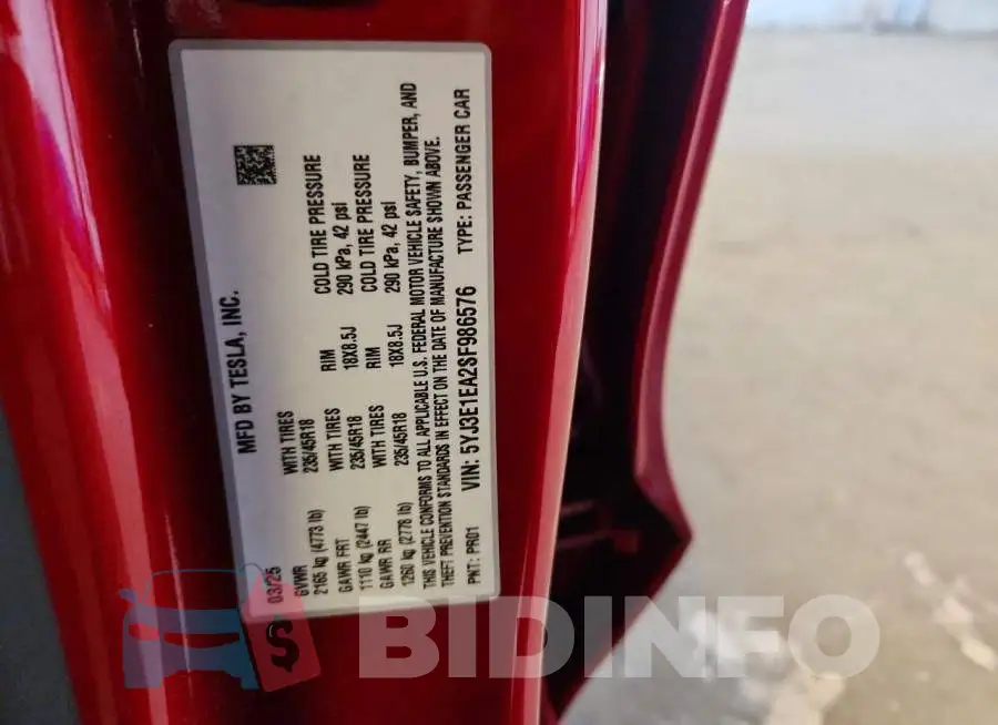 5YJ3E1EA2SF986576 Photo# 12