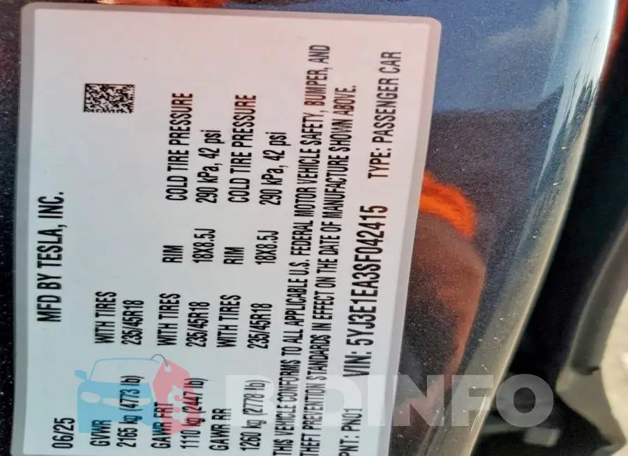 5YJ3E1EA3SF042415 Photo# 12