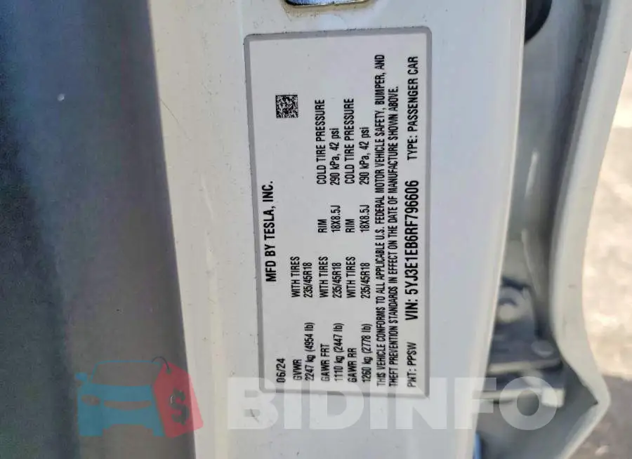 5YJ3E1EB6RF796606 Photo# 12