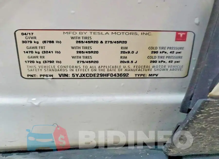 5YJXCDE29HF043692 Photo# 12