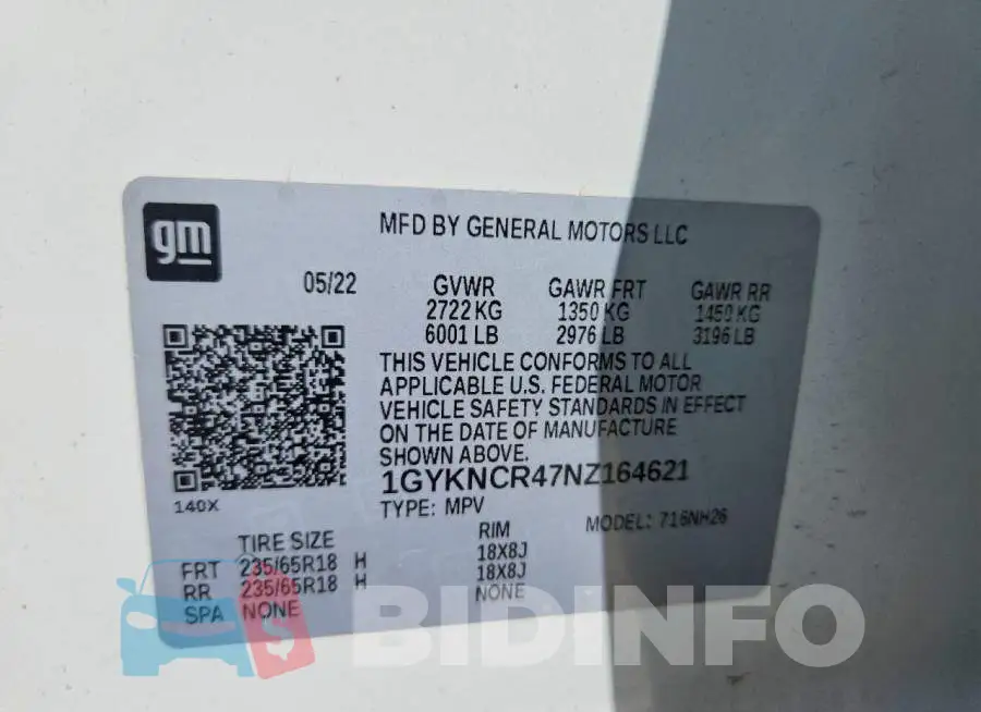 1GYKNCR47NZ164621 Photo# 13