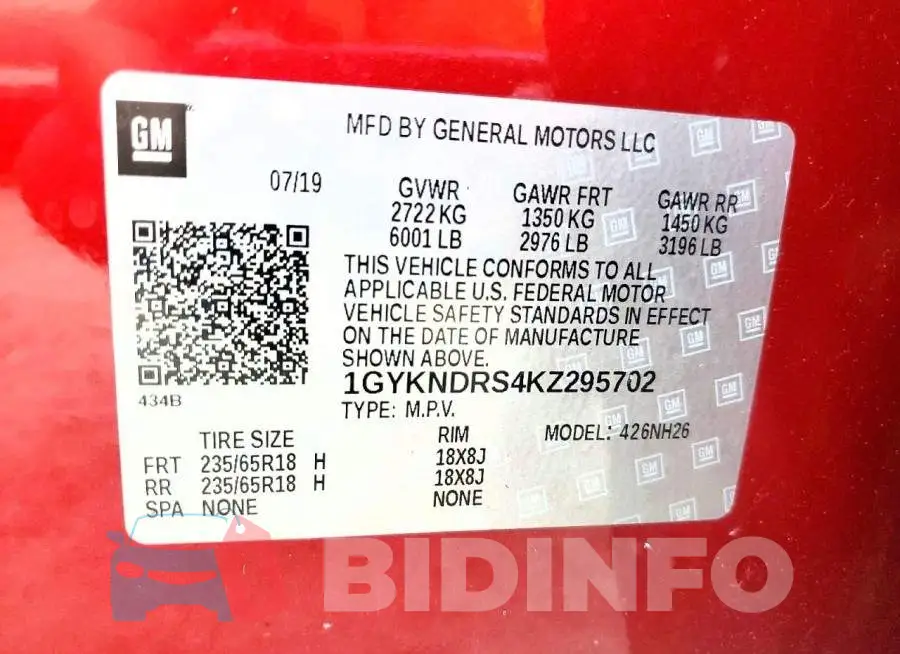 1GYKNDRS4KZ295702 Photo# 13