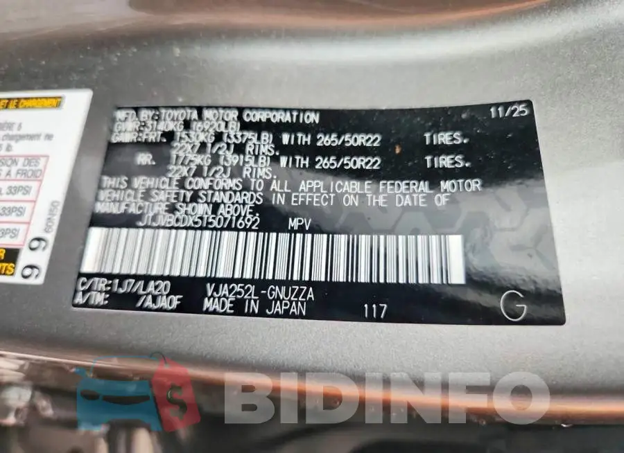 JTJVBCDX5T5071692 Photo# 12