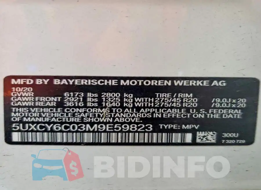 5UXCY6C03M9E59823 Photo# 13