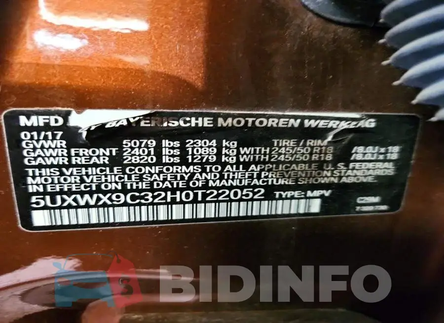 5UXWX9C32H0T22052 Photo# 14