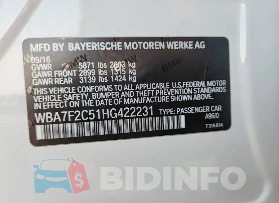 WBA7F2C51HG422231 Photo# 12