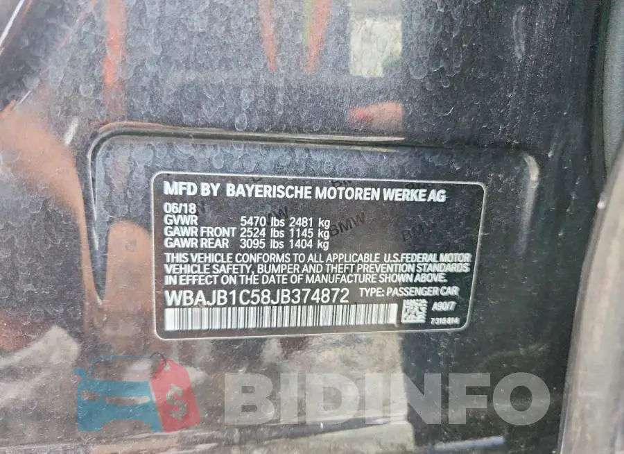 WBAJB1C58JB374872 Photo# 12