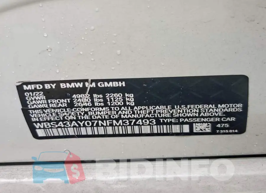 WBS43AY07NFM37493 Photo# 12