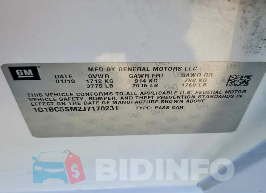 1G1BC5SM2J7170231 Photo# 13