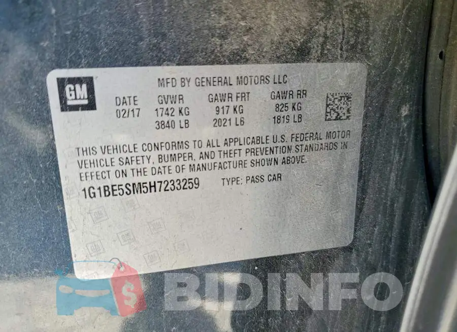 1G1BE5SM5H7233259 Photo# 12