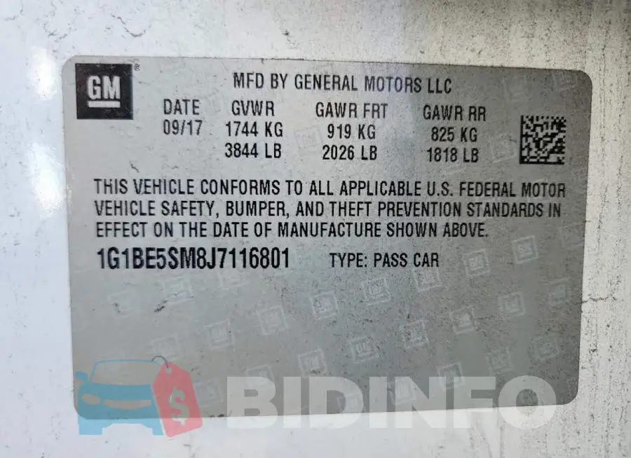 1G1BE5SM8J7116801 Photo# 12