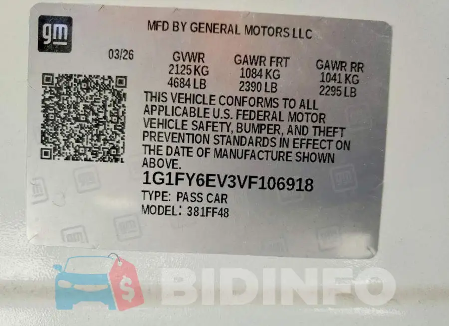 1G1FY6EV3VF106918 Photo# 13
