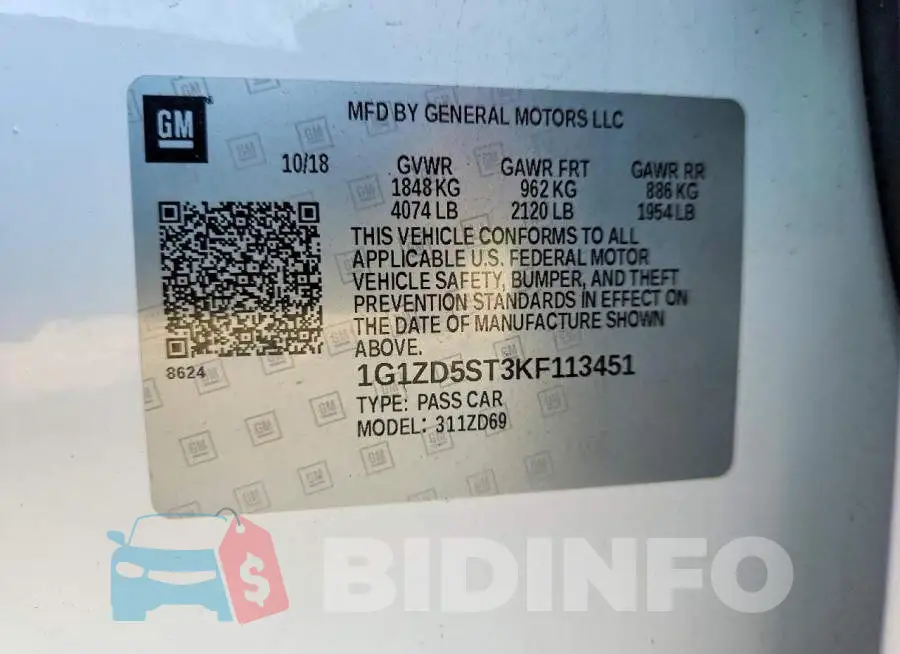 1G1ZD5ST3KF113451 Photo# 12