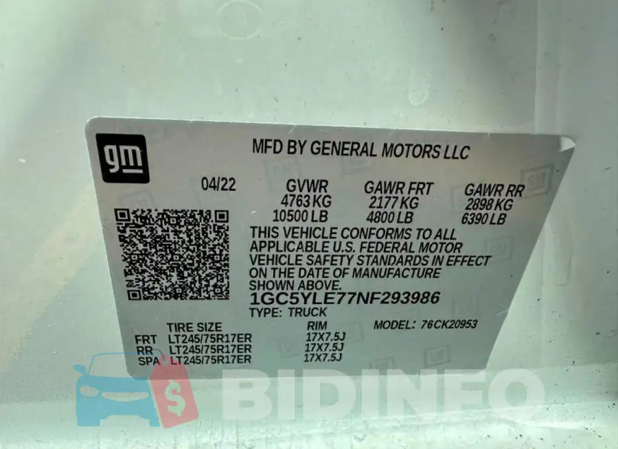1GC5YLE77NF293986 Photo# 10