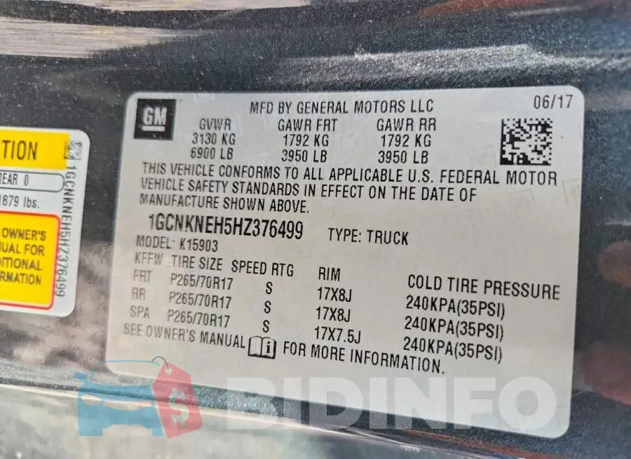 1GCNKNEH5HZ376499 Photo# 12