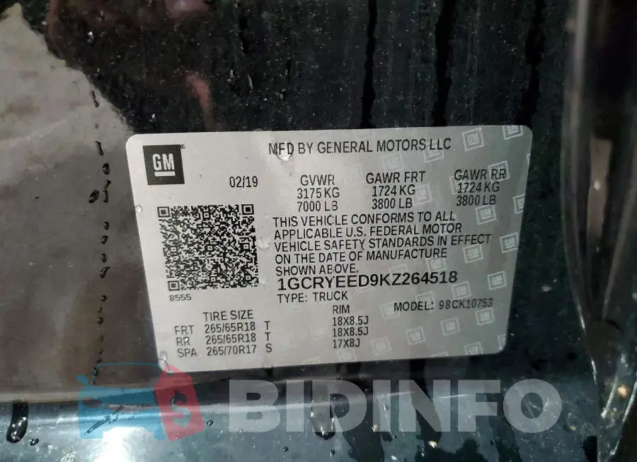 1GCRYEED9KZ264518 Photo# 12