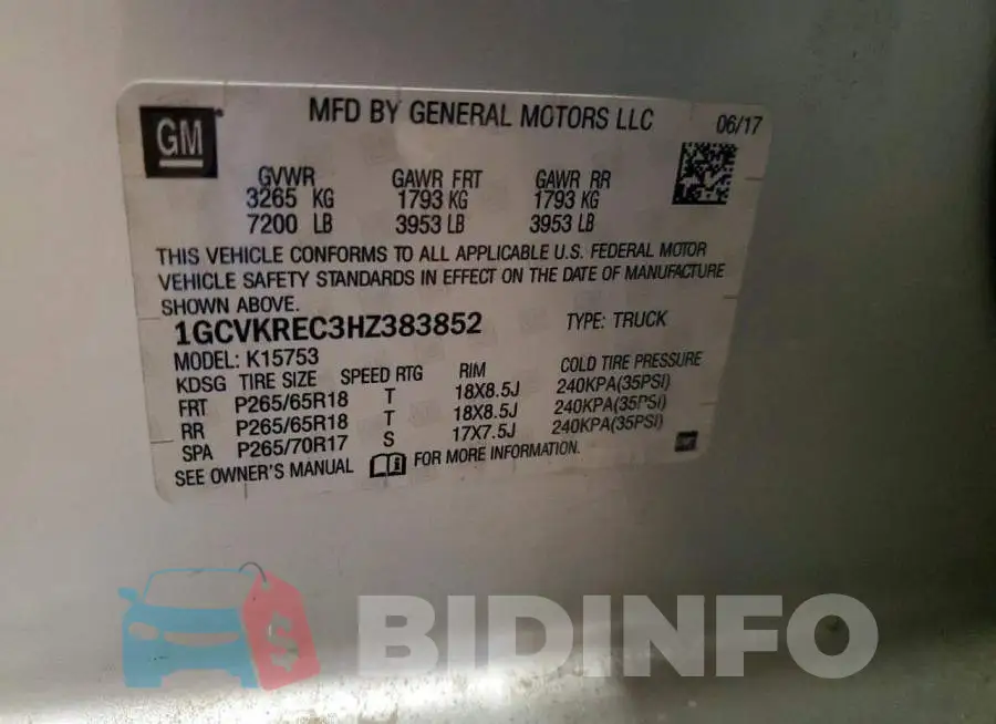 1GCVKREC3HZ383852 Photo# 12