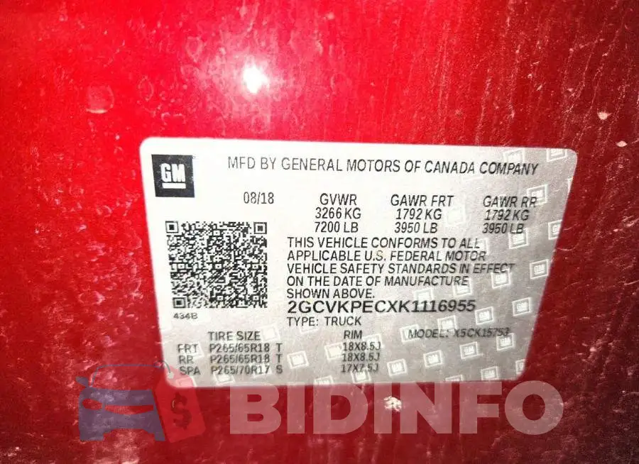 2GCVKPECXK1116955 Photo# 12