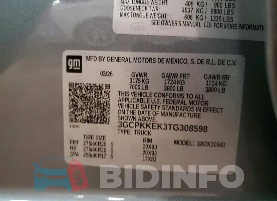 3GCPKKEK3TG308598 Photo# 12