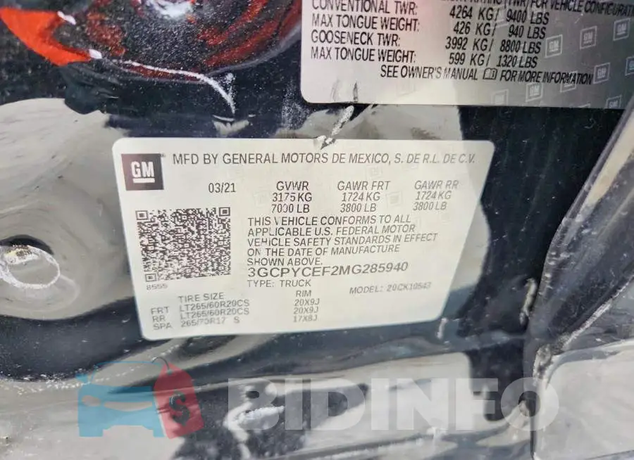3GCPYCEF2MG285940 Photo# 12