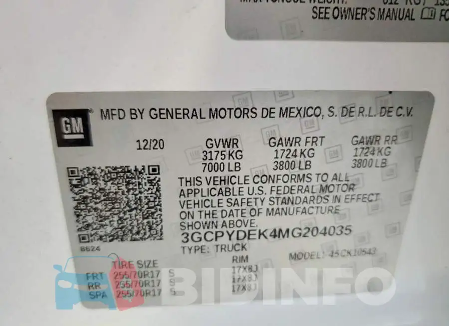 3GCPYDEK4MG204035 Photo# 12