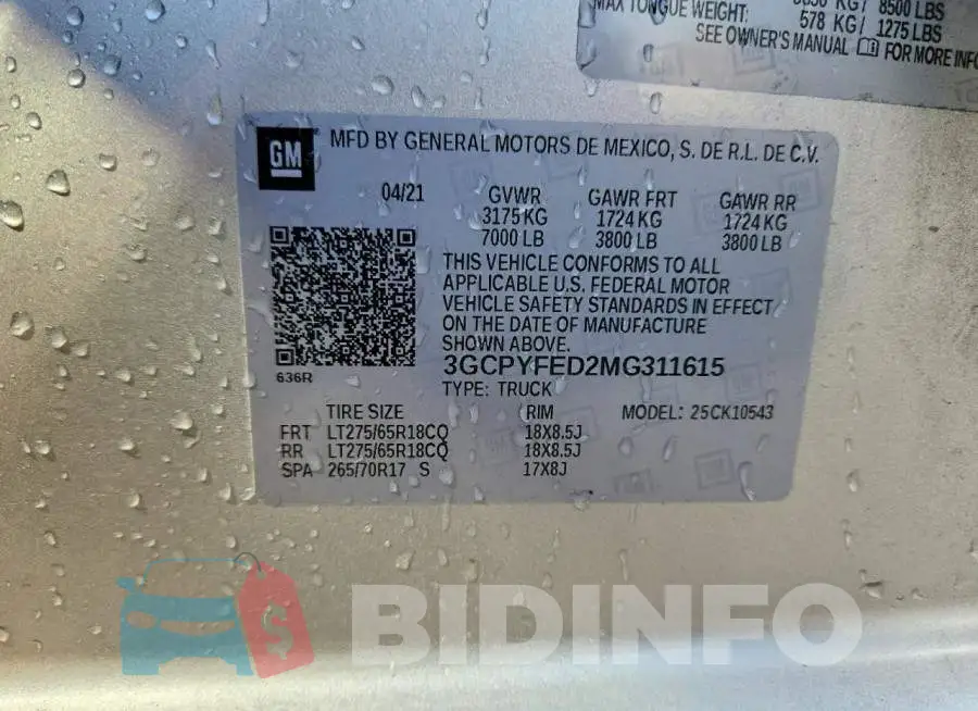 3GCPYFED2MG311615 Photo# 12
