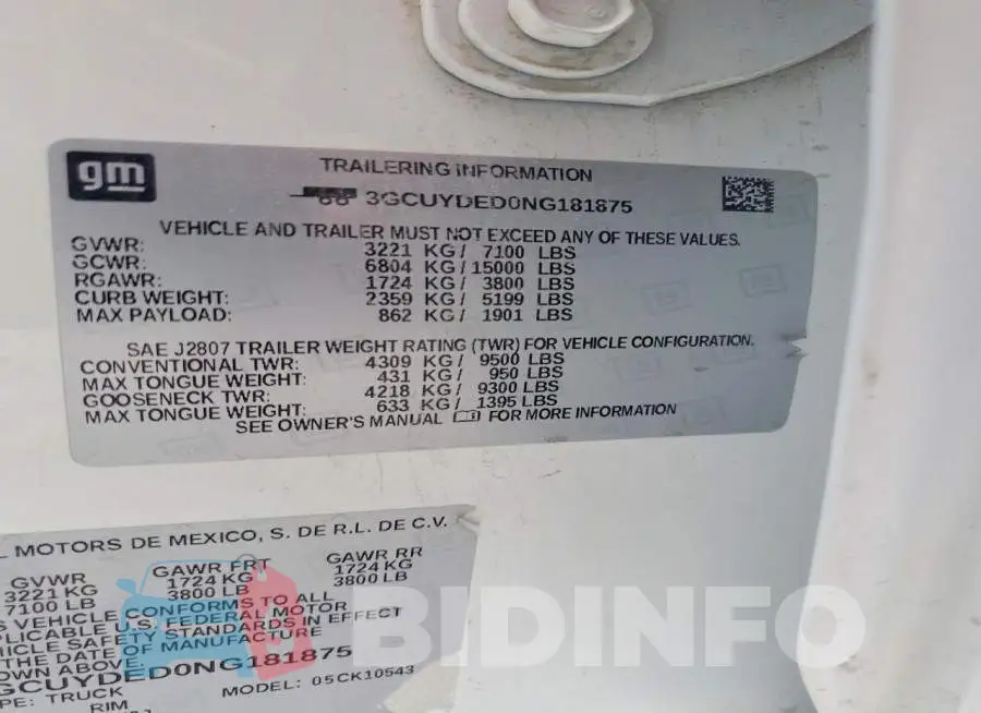 3GCUYDED0NG181875 Photo# 12