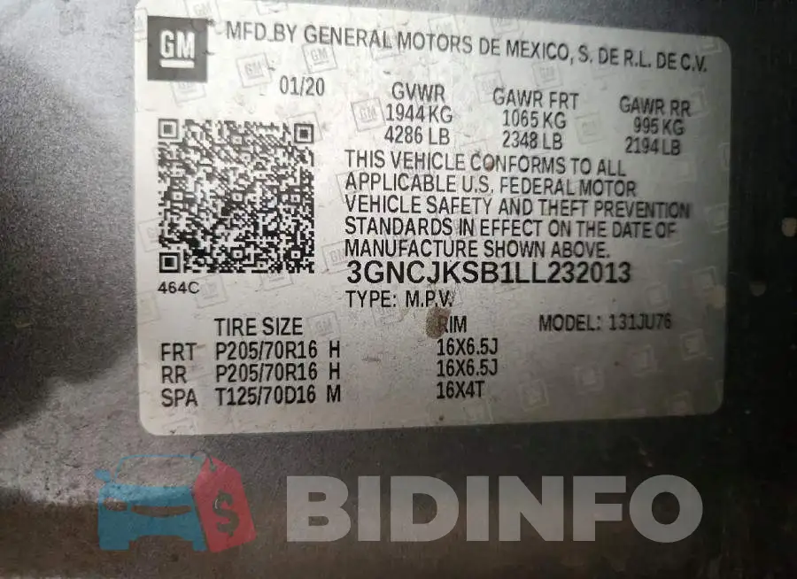3GNCJKSB1LL232013 Photo# 13