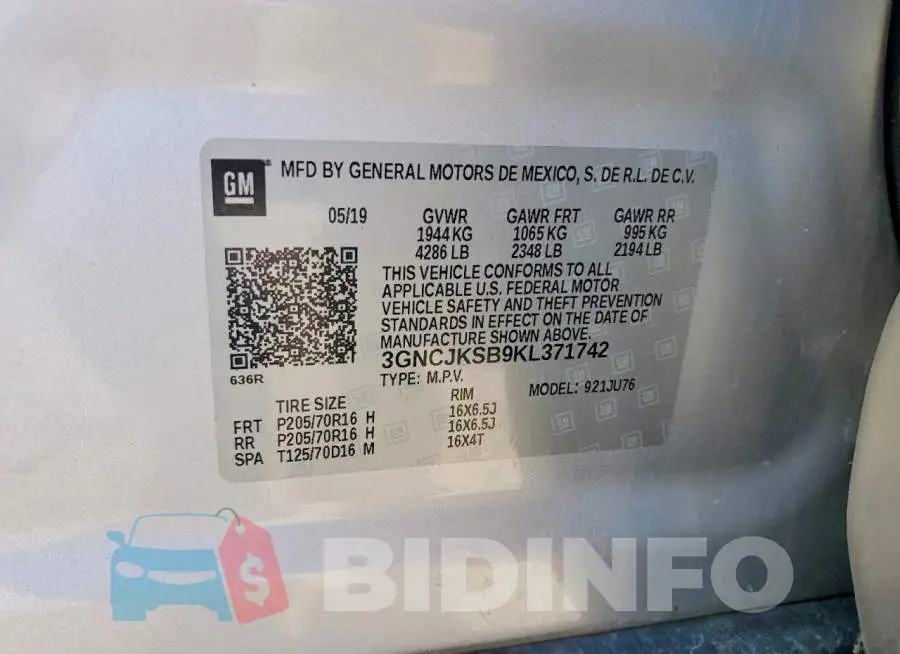 3GNCJKSB9KL371742 Photo# 13