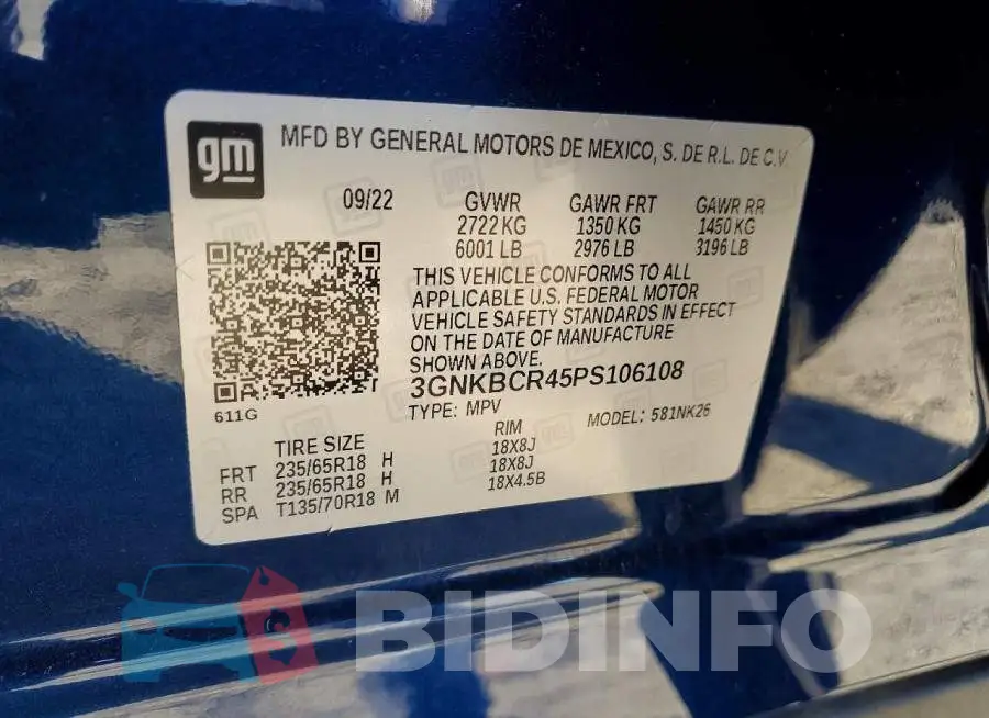 3GNKBCR45PS106108 Photo# 13