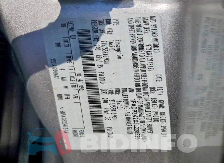 1FADP3K2XJL228526 Photo# 13