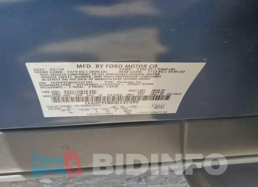 1FAHP2E80JG127595 Photo# 12