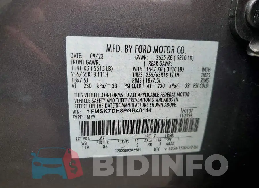 1FMSK7DH8PGB40144 Photo# 14