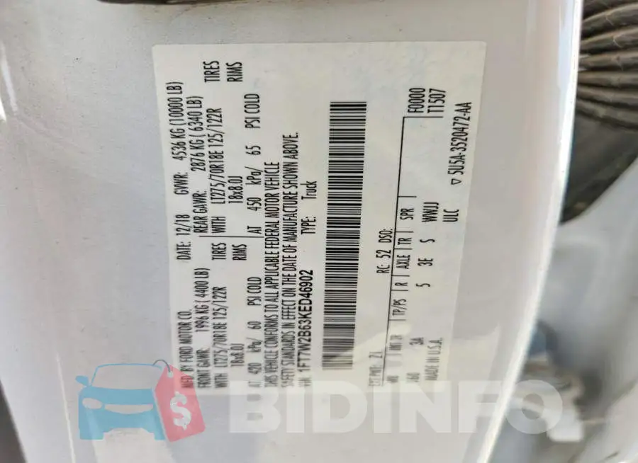 1FT7W2B63KED46902 Photo# 12