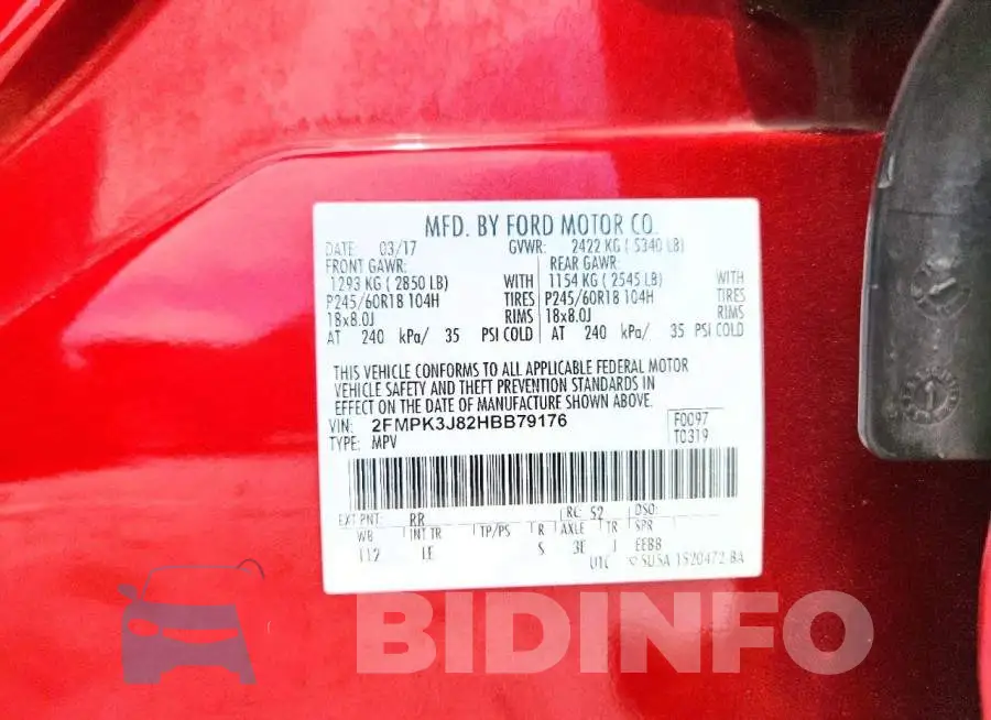 2FMPK3J82HBB79176 Photo# 13