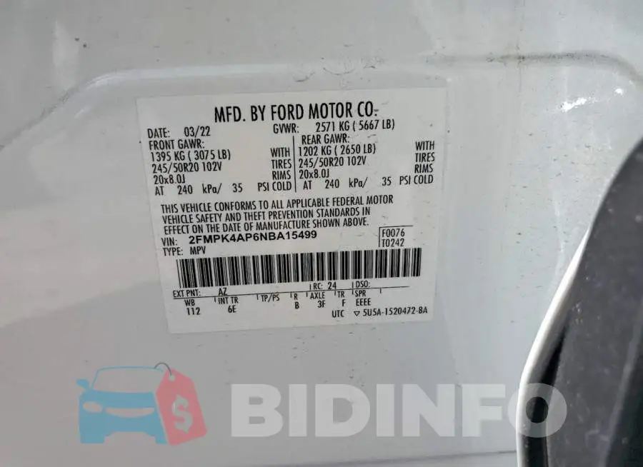 2FMPK4AP6NBA15499 Photo# 14