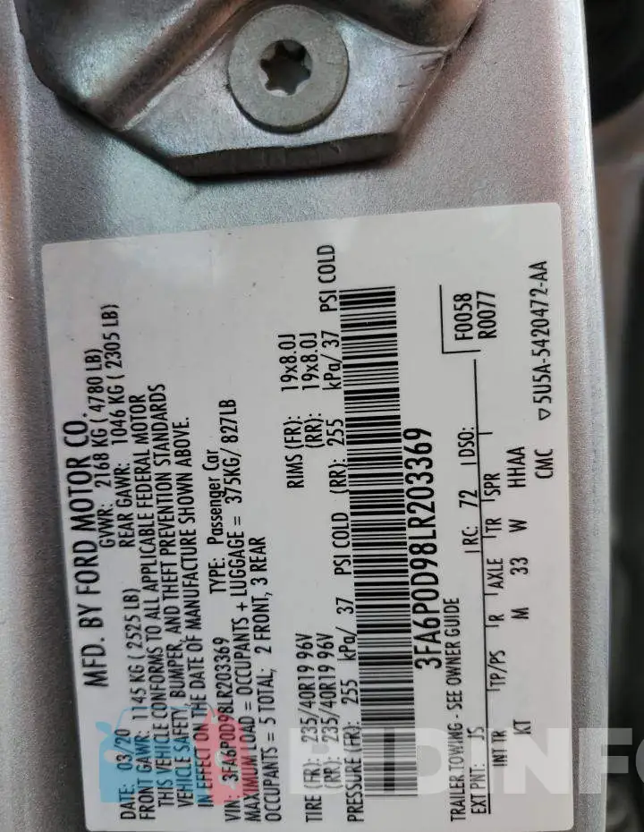 3FA6P0D98LR203369 Photo# 12