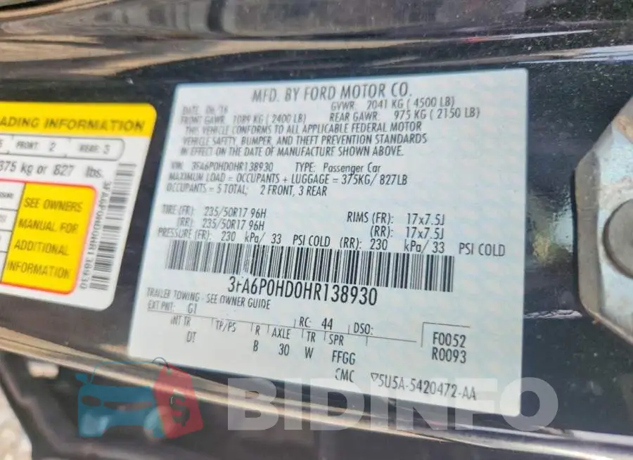 3FA6P0HD0HR138930 Photo# 12
