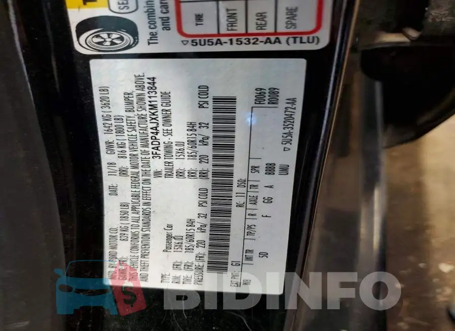 3FADP4AJXKM113844 Photo# 12