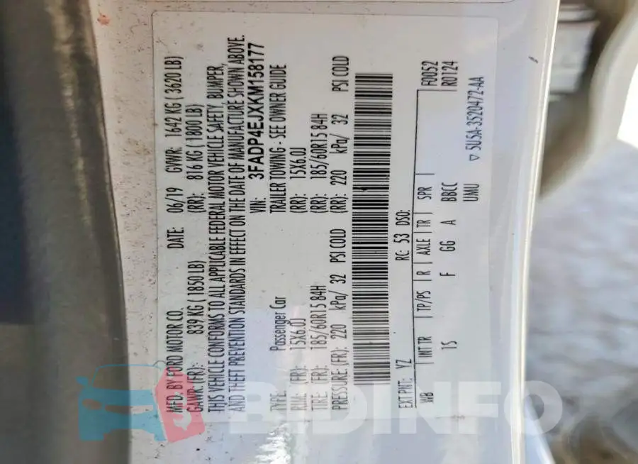 3FADP4EJXKM158177 Photo# 12