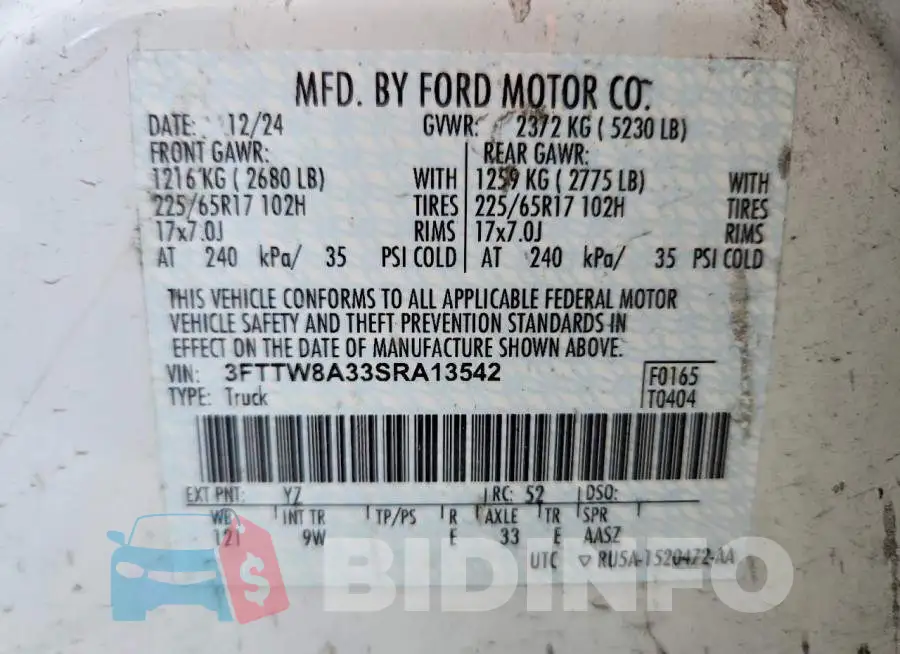 3FTTW8A33SRA13542 Photo# 12