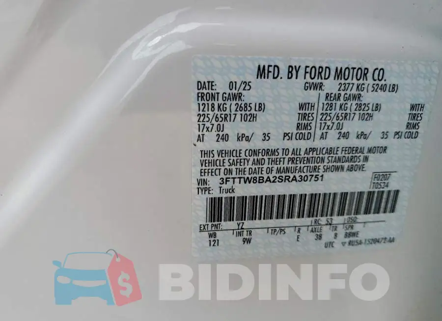 3FTTW8BA2SRA30751 Photo# 12