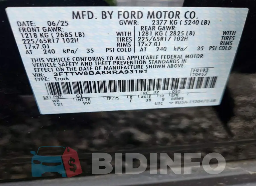 3FTTW8BA8SRA93191 Photo# 12