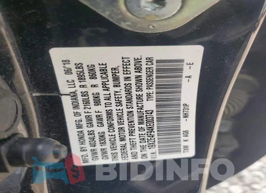 19XZE4F94KE003743 Photo# 12
