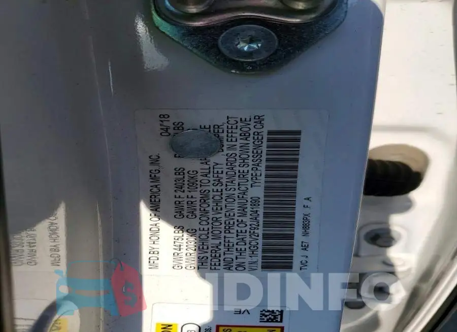 1HGCV2F92JA041890 Photo# 13