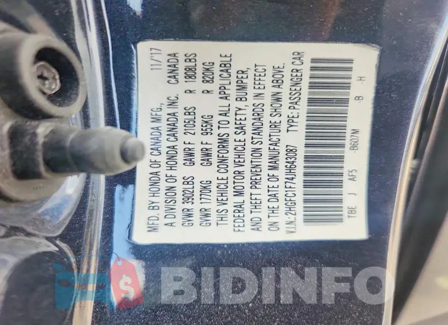 2HGFC1F74JH643087 Photo# 13